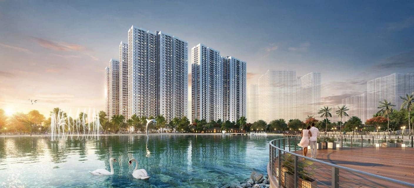 Các căn hộ phía Đông Bắc dự án có tầm nhìn ra khu vực cây xanh và hồ điều hòa của công viên.