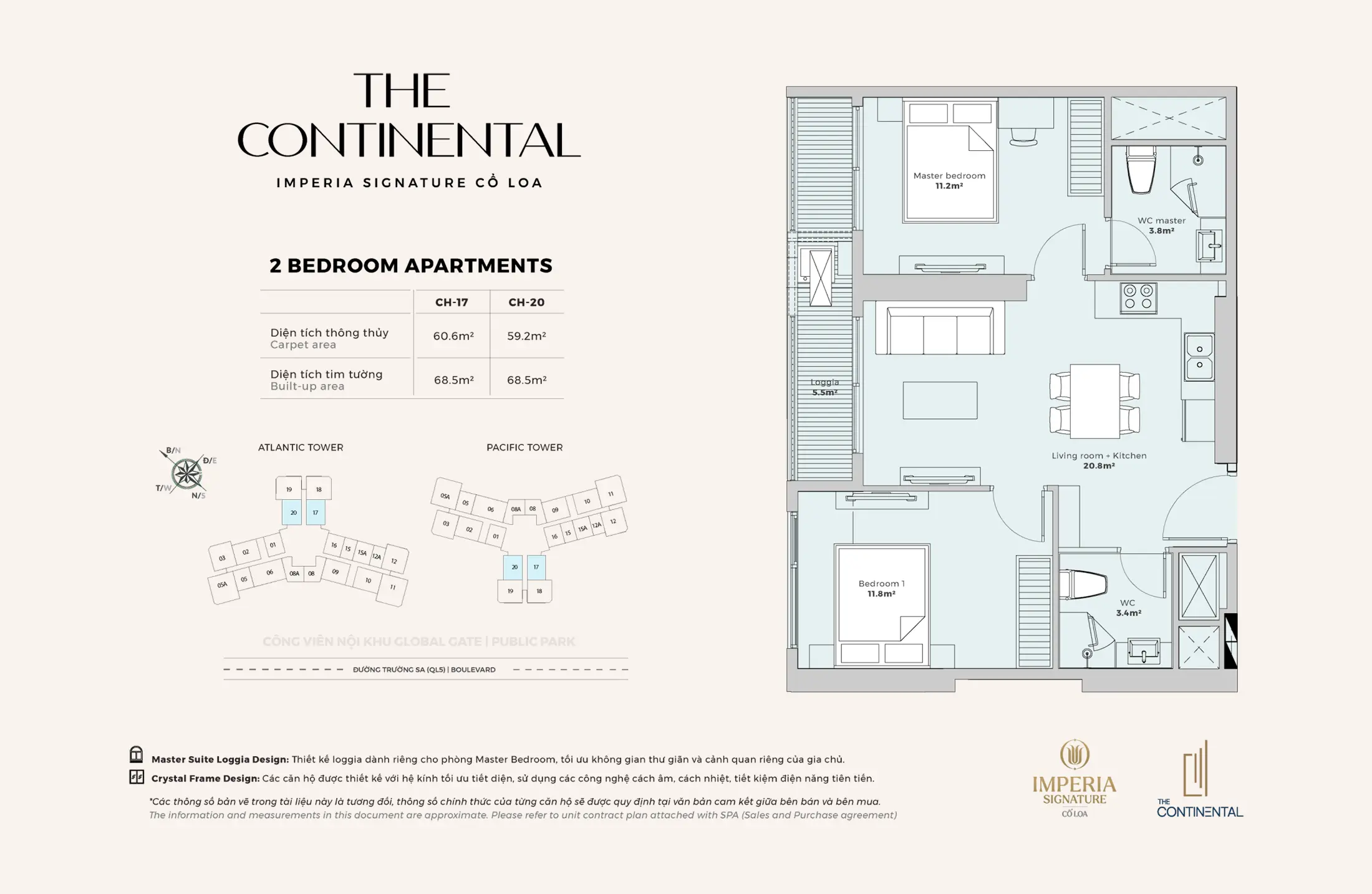 Layout điển hình Căn hộ 2 Phòng Ngủ CH-17 và CH-20 The Continental thuộc dự án Imperia Signature Cổ Loa. Layout điển hình Căn hộ 2 Phòng Ngủ CH-17 và CH-20 The Continental thuộc dự án Imperia Signature Cổ Loa.