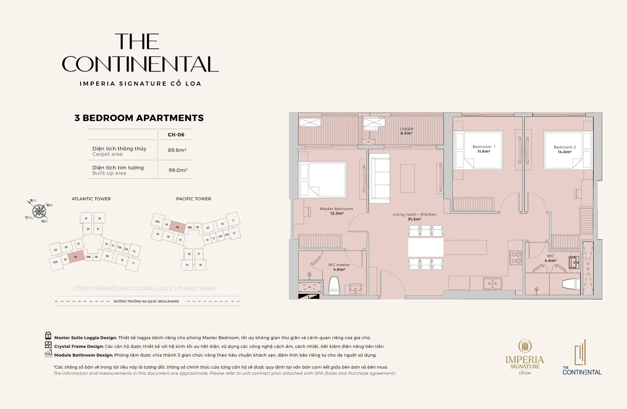 Layout điển hình Căn hộ 3 Phòng Ngủ CH-06 The Continental thuộc dự án Imperia Signature Cổ Loa. Layout điển hình Căn hộ 3 Phòng Ngủ CH-06 The Continental thuộc dự án Imperia Signature Cổ Loa.